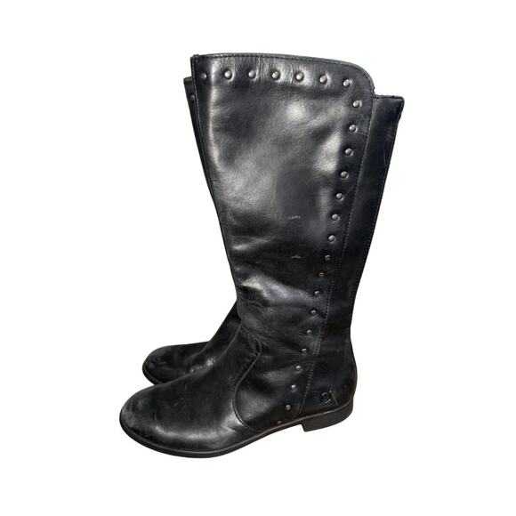 Born Women's Larsen Studded Leather Black High Knee Zipper Riding Boots Size 7 - Picture 1 of 6